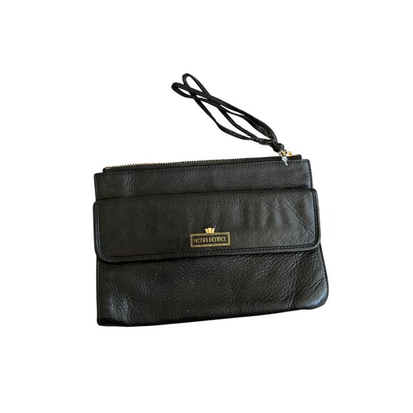 HENRI BENDEL Vintage Black Leather Zip Clutch Pouch Bag - Picture 9 of 9
